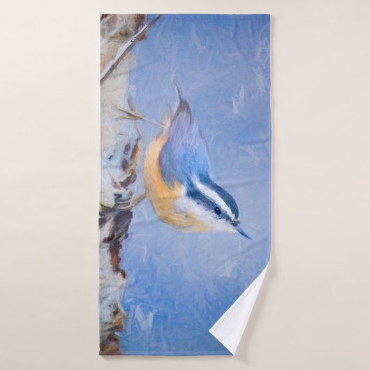 Rot gezapfte Nuthatch Malerei Original Vogelkunst Badhandtuch Set (Badehandtuch)