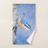 Rot gezapfte Nuthatch Malerei Original Vogelkunst Badhandtuch Set (Handtuch)