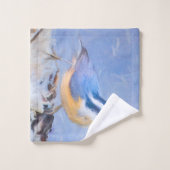 Rot gezapfte Nuthatch Malerei Original Vogelkunst Badhandtuch Set (Waschlappen)