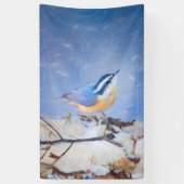 Rot gezapfte Nuthatch Malerei Original Vogelkunst Banner (Vertikal)