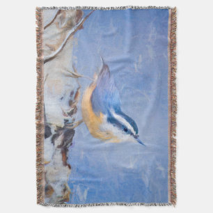 Rot gezapfte Nuthatch Malerei Original Vogelkunst Decke