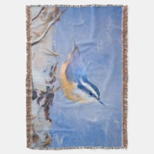 Rot gezapfte Nuthatch Malerei Original Vogelkunst Decke (Vorderseite Vertikal)