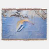 Rot gezapfte Nuthatch Malerei Original Vogelkunst Decke (Vorderseite)