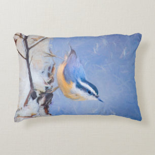 Rot gezapfte Nuthatch Malerei Original Vogelkunst Dekokissen