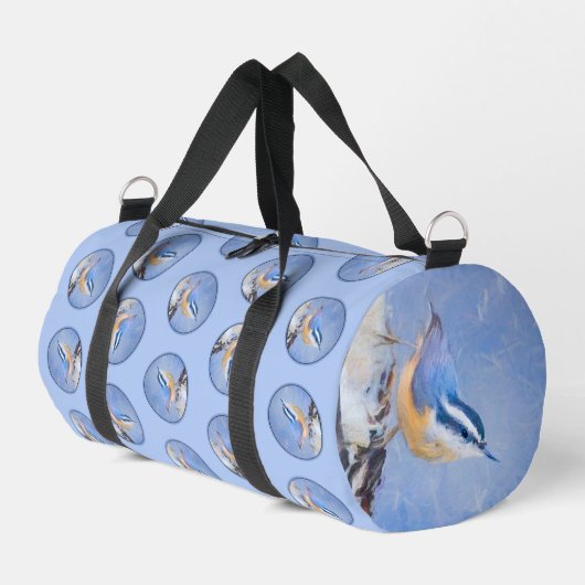 Rot gezapfte Nuthatch Malerei Original Vogelkunst Duffle Bag (Linke Seite)