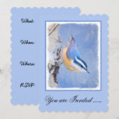 Rot gezapfte Nuthatch Malerei Original Vogelkunst Einladung (Vorne/Hinten)