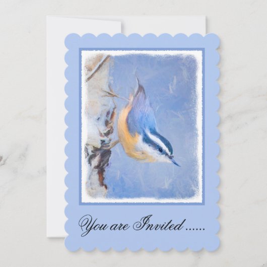 Rot gezapfte Nuthatch Malerei Original Vogelkunst Einladung (Vorderseite)