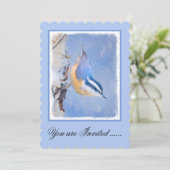 Rot gezapfte Nuthatch Malerei Original Vogelkunst Einladung (Stehend Vorderseite)