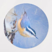 Rot gezapfte Nuthatch Malerei Original Vogelkunst Etiketten (Design 2)
