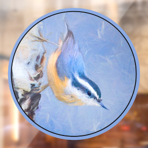 Rot gezapfte Nuthatch Malerei Original Vogelkunst Fensteraufkleber