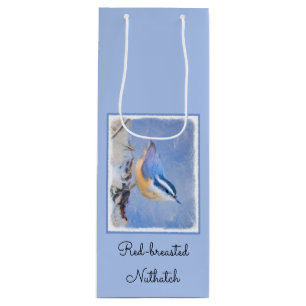 Rot gezapfte Nuthatch Malerei Original Vogelkunst Geschenktüte Für Weinflaschen