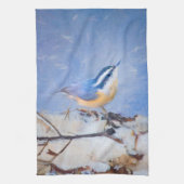 Rot gezapfte Nuthatch Malerei Original Vogelkunst Geschirrtuch (Vertikal)