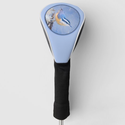 Rot gezapfte Nuthatch Malerei Original Vogelkunst Golf Headcover (Vorderseite)