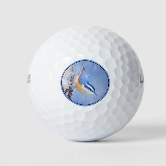 Rot gezapfte Nuthatch Malerei Original Vogelkunst Golfball (Vorderseite)