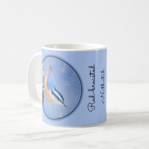 Rot gezapfte Nuthatch Malerei Original Vogelkunst Kaffeetasse