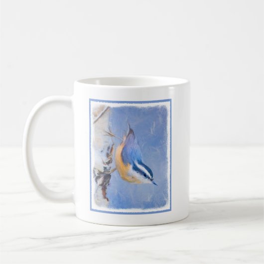 Rot gezapfte Nuthatch Malerei Original Vogelkunst Kaffeetasse (Links)
