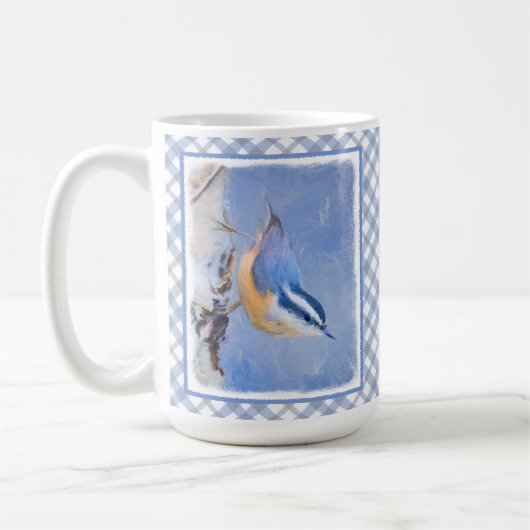 Rot gezapfte Nuthatch Malerei Original Vogelkunst Kaffeetasse (Links)