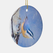 Rot gezapfte Nuthatch Malerei Original Vogelkunst Keramik Ornament (Rechts)
