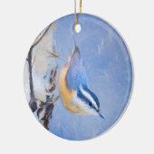 Rot gezapfte Nuthatch Malerei Original Vogelkunst Keramik Ornament (Links)