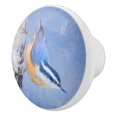 Rot gezapfte Nuthatch Malerei Original Vogelkunst Keramikknauf (Rechts)