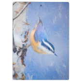 Rot gezapfte Nuthatch Malerei Original Vogelkunst Klemmbrett (Rückseite)