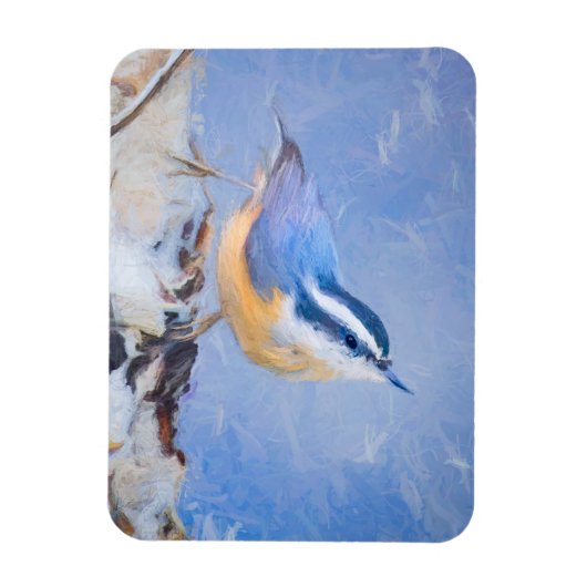 Rot gezapfte Nuthatch Malerei Original Vogelkunst Magnet (Vertikal)