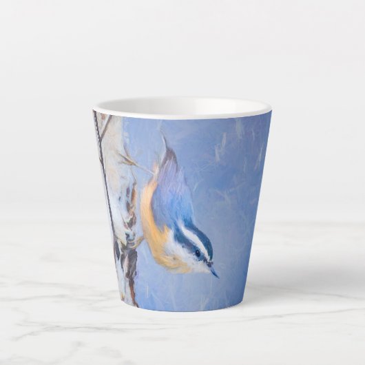 Rot gezapfte Nuthatch Malerei Original Vogelkunst Milchtasse (Vorderseite)
