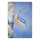 Rot gezapfte Nuthatch Malerei Original Vogelkunst Mini Klemmbrett (Rückseite)