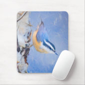Rot gezapfte Nuthatch Malerei Original Vogelkunst Mousepad (Mit Mouse)