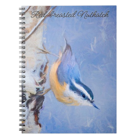 Rot gezapfte Nuthatch Malerei Original Vogelkunst Notizblock (Vorderseite)
