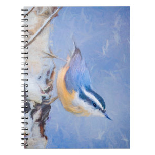 Rot gezapfte Nuthatch Malerei Original Vogelkunst Notizblock