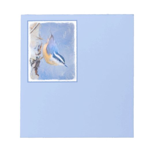 Rot gezapfte Nuthatch Malerei Original Vogelkunst Notizblock (Vorderseite)