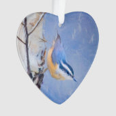 Rot gezapfte Nuthatch Malerei Original Vogelkunst Ornament (Vorderseite)