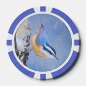Rot gezapfte Nuthatch Malerei Original Vogelkunst Pokerchips (Vorderseite)