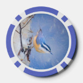 Rot gezapfte Nuthatch Malerei Original Vogelkunst Pokerchips (Rückseite)