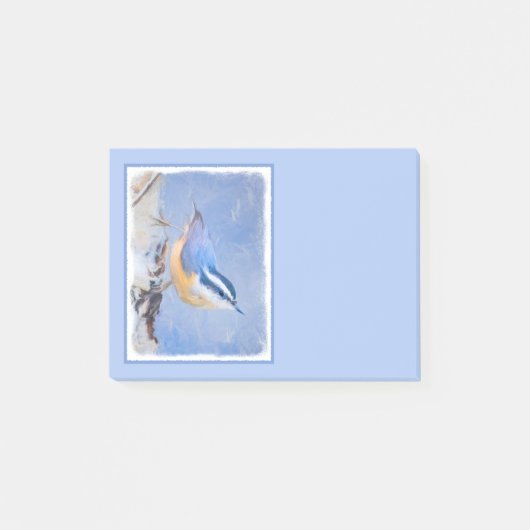 Rot gezapfte Nuthatch Malerei Original Vogelkunst Post-it Klebezettel (Vorderseite)
