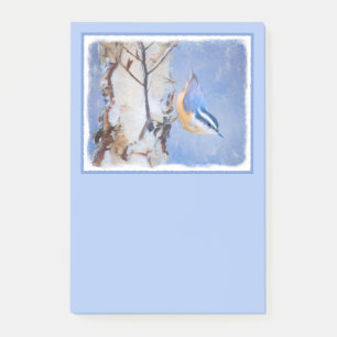 Rot gezapfte Nuthatch Malerei Original Vogelkunst Post-it Klebezettel