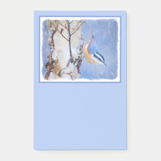 Rot gezapfte Nuthatch Malerei Original Vogelkunst Post-it Klebezettel (Vorderseite)