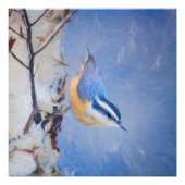 Rot gezapfte Nuthatch Malerei Original Vogelkunst Poster (Vorderseite)