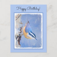 Rot gezapfte Nuthatch Malerei Original Vogelkunst