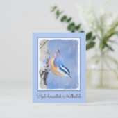 Rot gezapfte Nuthatch Malerei Original Vogelkunst Postkarte (Stehend Vorderseite)