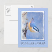 Rot gezapfte Nuthatch Malerei Original Vogelkunst Postkarte (Vorne/Hinten)