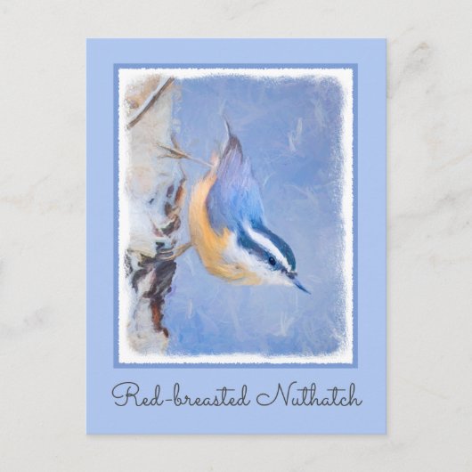 Rot gezapfte Nuthatch Malerei Original Vogelkunst Postkarte (Vorderseite)