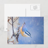 Rot gezapfte Nuthatch Malerei Original Vogelkunst Postkarte (Vorne/Hinten)