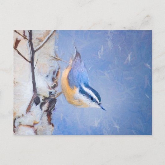 Rot gezapfte Nuthatch Malerei Original Vogelkunst Postkarte (Vorderseite)