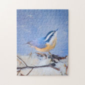 Rot gezapfte Nuthatch Malerei Original Vogelkunst Puzzle (Vertikal)