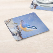 Rot gezapfte Nuthatch Malerei Original Vogelkunst Rechteckiger Pappuntersetzer (angewinkelt)