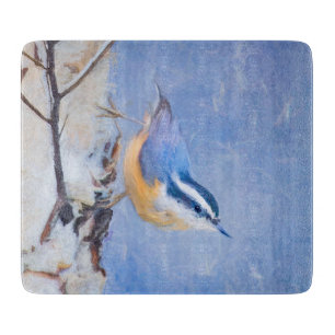 Rot gezapfte Nuthatch Malerei Original Vogelkunst Schneidebrett