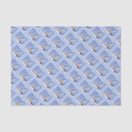 Rot gezapfte Nuthatch Malerei Original Vogelkunst Seidenpapier (Vorderseite)