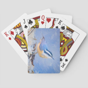 Rot gezapfte Nuthatch Malerei Original Vogelkunst Spielkarten